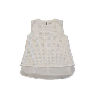 Women's J.Crew White Eyelet Sleeveless Blouse Top Size 2